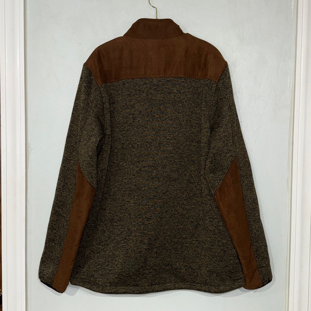 Pintlar Men’s Two Tone Zip Up Sweater Brown Faux Suede & Olive Size XXL - Picture 7 of 16